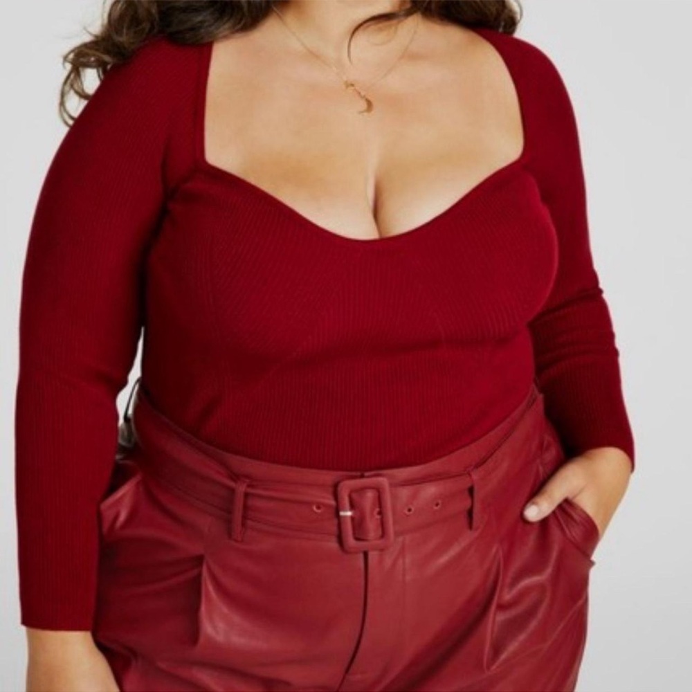 Nina Parker Burgundy Long Sleeve Sweater